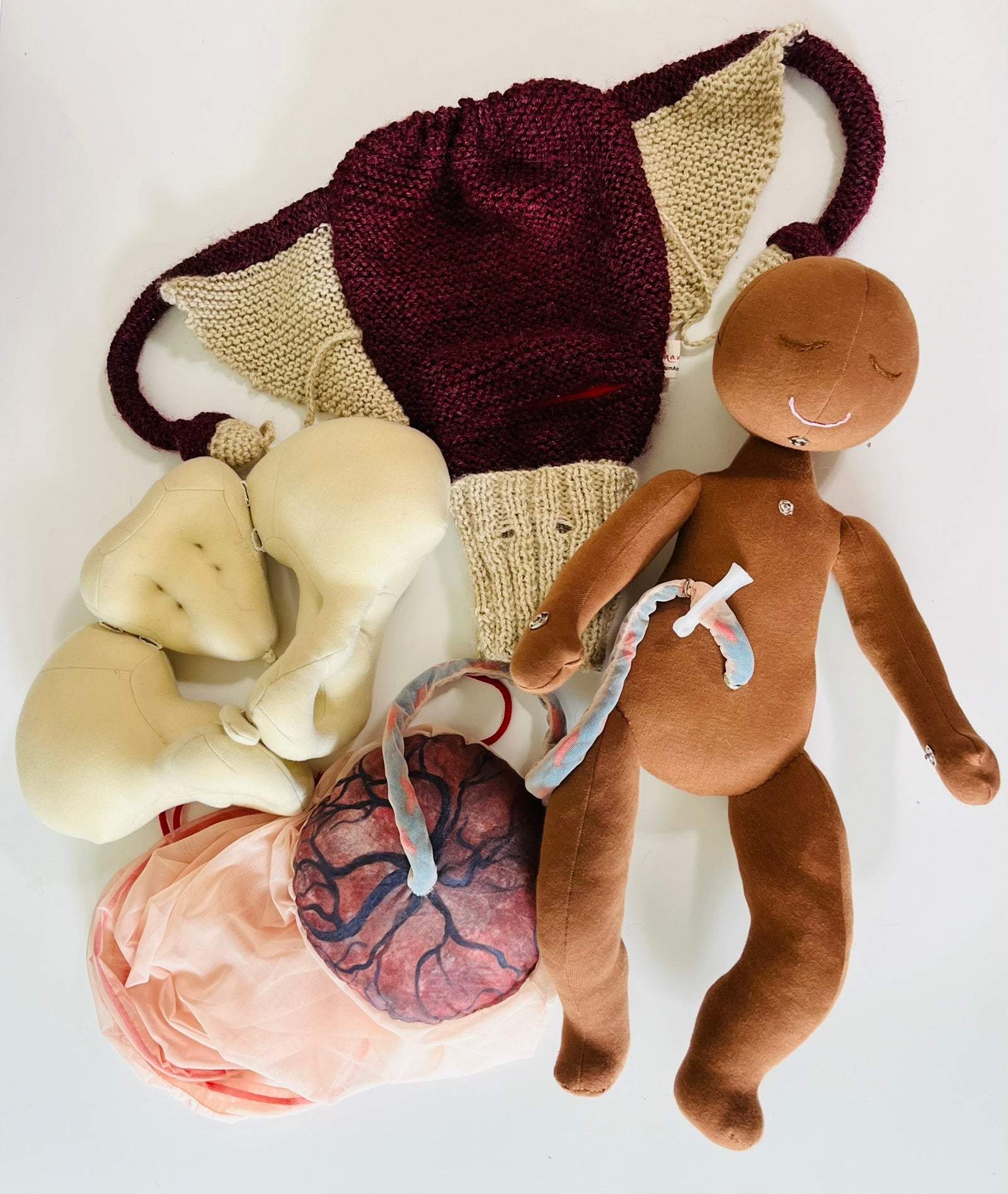 Cloth Pelvis/Newborn Baby Doll/Placenta/Knitted Uterus Model Set